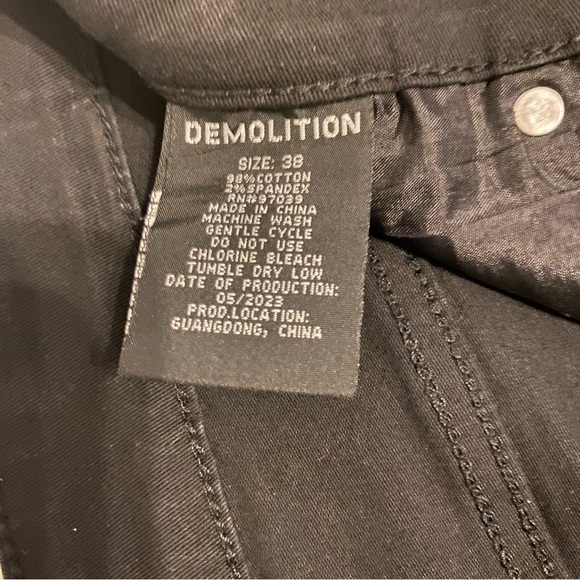 Demolition Jeans‎ Mens 38x39 Vintage Black Denim Straight Leg Jeans Pockets - Picture 8 of 11